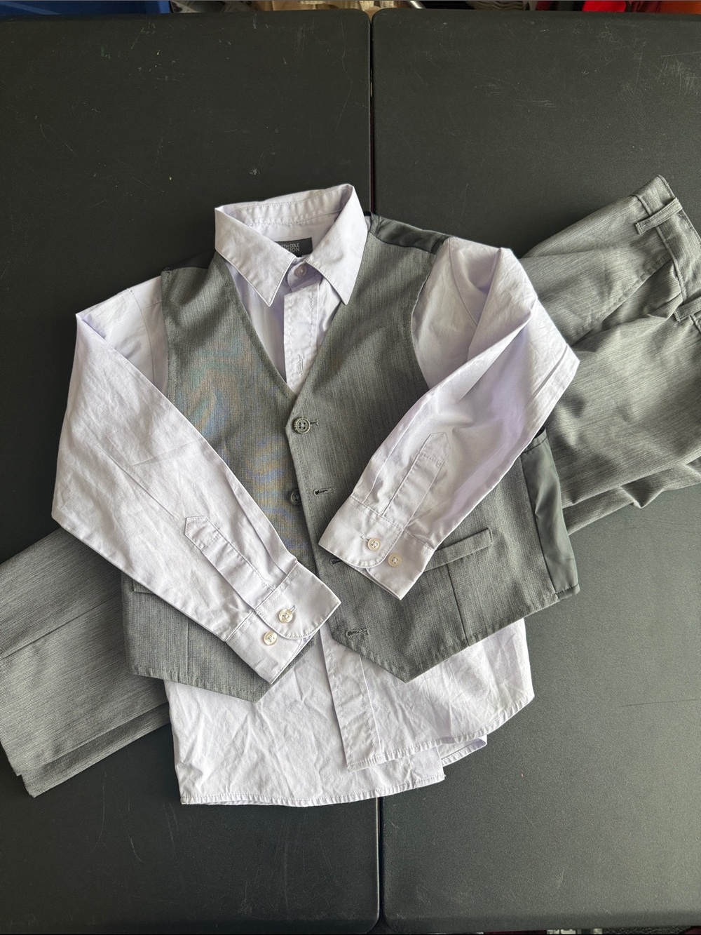 Kenneth Cole Reaction Boys Gray Vest with White Button-Down Shirt Set